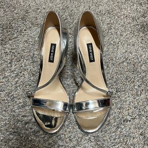 Shiny silver heels from Nine West.